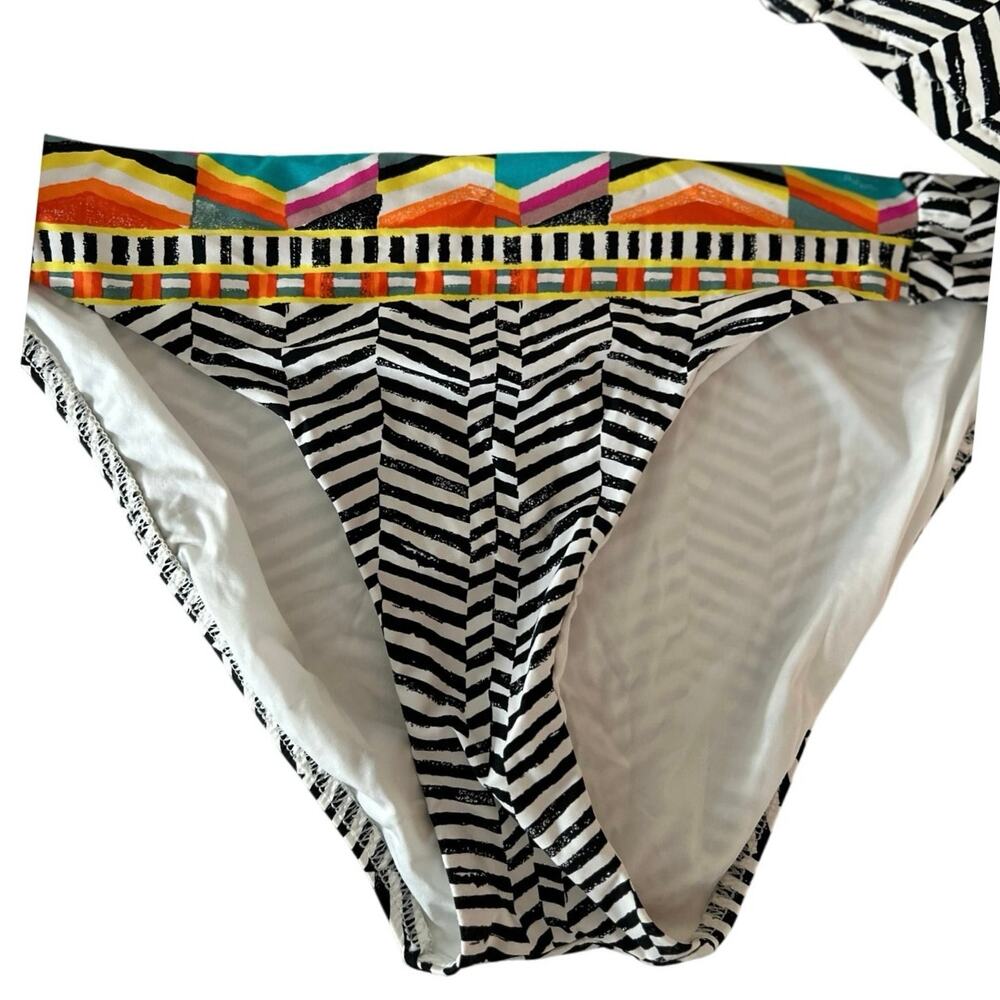 Trina Turk Bikini Top Bottoms Set Tribal Beach Boho Black Size 14 Bundle 3pieces - Picture 4 of 13